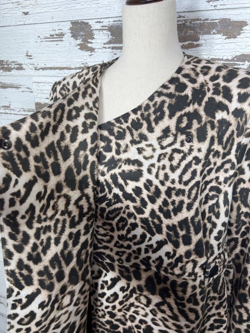 CABI Sophia Leopard Print Longline Jacket Brown Black Sz L #4602 NWOT - Picture 3 of 7